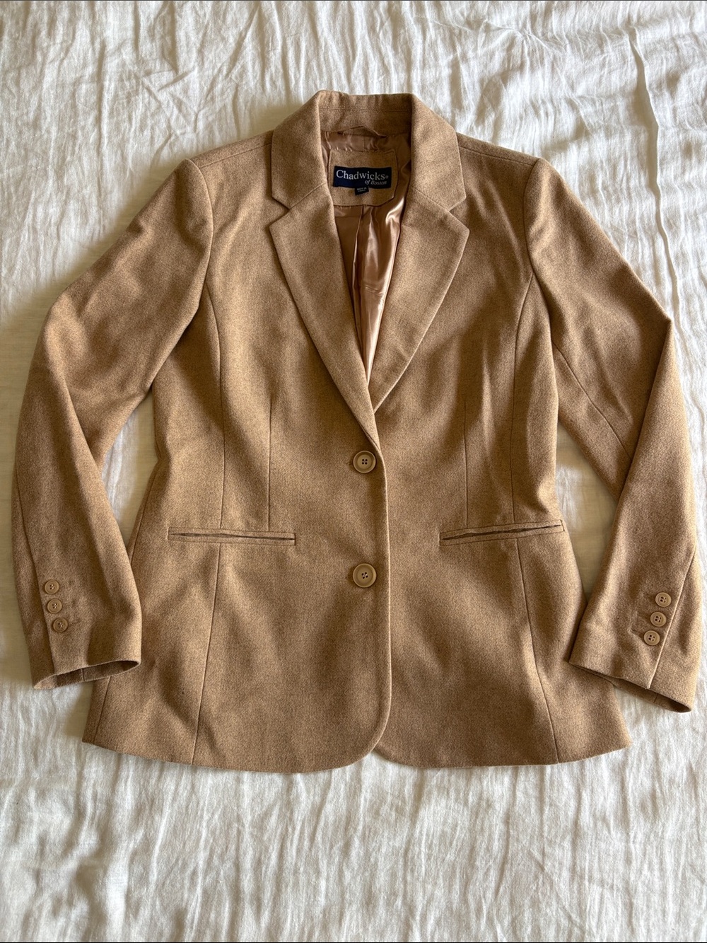 Chadwicks Women's Tan Tailored Wool-Blend Blazer